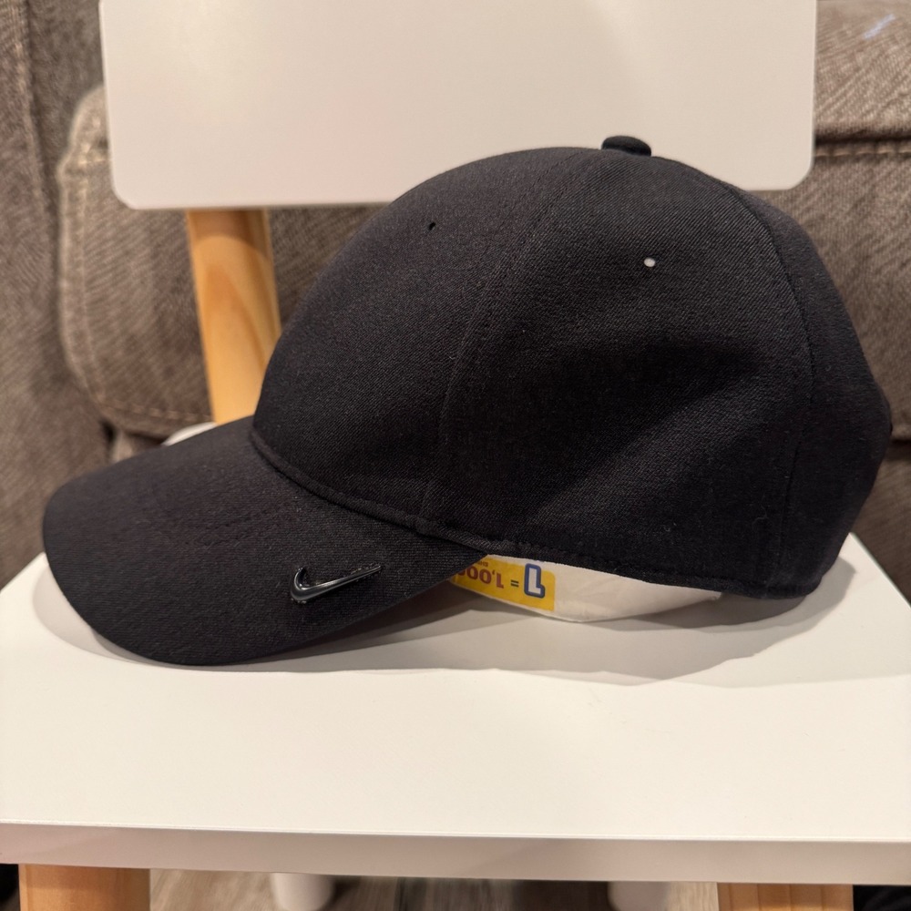 Nike Legacy 91 Hat Black Dri-Fit Metal Swoosh Logo Dad Cap Strapback - Picture 3 of 10
